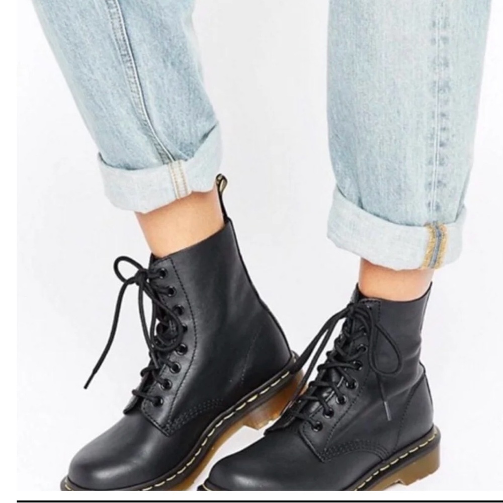 Classic Black Leather Combat Boots
